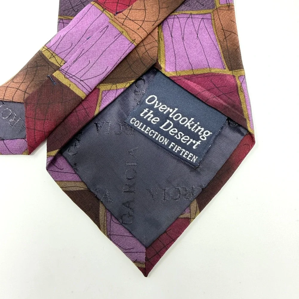 J. GARCIA Tie Vintage 1996 Overlooking Desert Collection 15 Silk Purple